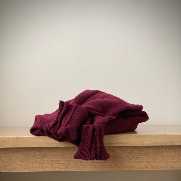 joodito 100% cashmere sweater wrap preppy tie scarf burgundy maroon dark red - Picture 12 of 12